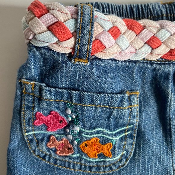 Baby Nass Chambray Embroidered Fish Ruffle Shorts 24 Months - Picture 6 of 8